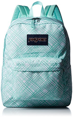 JanSport Womens Classic Mainstream Superbreak Backpack - Aqua Dash Jagged Plaid / 16.7" H X 13" W X