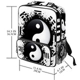 LORVIES Black and White Yin Yang School Bag for Student Bookbag Women Travel Backpack Casual Daypack Travel Hiking Camping