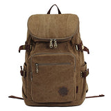 ABage Men's Canvas Rucksack Large Vintage School Travel Backpack for 15" Laptop, Khaki