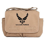 US Air Force Army Heavyweight Canvas Messenger Shoulder Bag in Mocha & Black