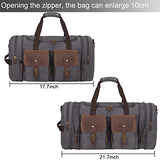 S-Zone Leather Overnight Duffle Bag Canvas Travel Tote Duffel Weekend Bag Luggage