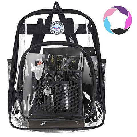Bagail Clear See Through Backpack Heavy Duty Transparent Daypack Student School Bookback (black)