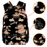 LORVIES Cheeky Monkey Bookbags Student Daypack Backpacks for Boys Girls
