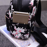 Women Girls Mini Backpack Fashion Causal Floral Printing Leather Bag