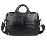ABage Men's Leather Brief Genuine Leather Business Messenger Convertible Brief Black