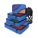 4 Set Packing Cubes, Travel Luggage Packing Organizer with Laundry Bag 7 Colors (Dark Blue)