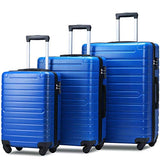 Flieks Luggage Sets 3 Piece Spinner Suitcase with TSA Lock Lightweight 20 24 28 inch (Elegant Blue)