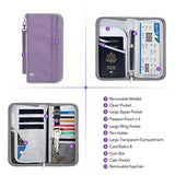 Family Passport Holder - Vemingo RFID-Blocking Travel Wallet Ticket Holder Document Organizer with Zipper for Women & Men, Fits 5 Passports (Purple)