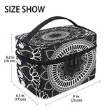GIOVANIOR Black Ethnic Flower Mandala Large Cosmetic Bag Travel Makeup Organizer Case Holder for