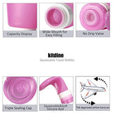 Kitdine Portable Soft Silicone Travel Bottles Set (3 Oz, Pink + White + Blue)