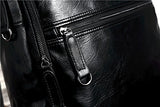 Vintage PU Leather Backpack School College Bookbag Laptop Computer Backpack (Black 2)