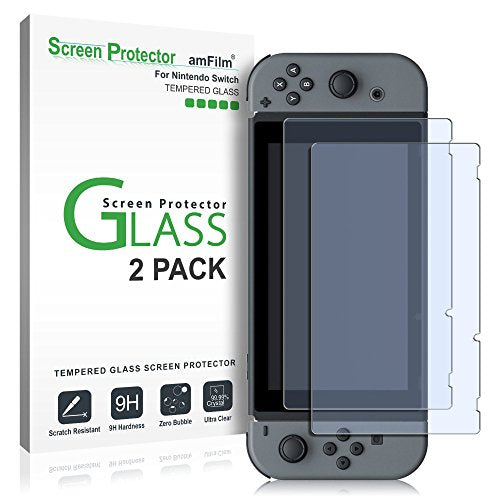 amFilm Tempered Glass Screen Protector for Nintendo Switch 2017 (2-Pack)