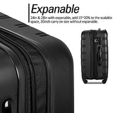 3 piece luggage set with TSA lock hard side swivel suitcase Black