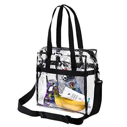 12 Packs Stadium Approved Clear Tote Bag Transparent Plastic Tote Bags with  Handles See Through Bag