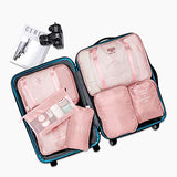 Packing Cubes VAGREEZ 7 Pcs Travel Luggage Packing Organizers Set with Toiletry Bag (Pink)