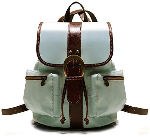 Floto Positano Backpack in Blue and Brown Full Grain Calfskin Leather
