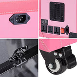 Aw Pink Rolling Makeup Case Pro Hair Stylist Barber Artists Case Multifunction Lighted Lockable