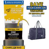 For Spirit Airlines Foldable Travel Duffel Bag Tote Carry on Luggage Sport Duffle Weekender Overnight for Women and Girls (3112 Dark Blue ( with Shoulder Strap))