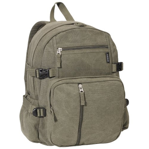 Everest Luggage Canvas Backpack Olive, Olive, One Size