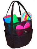 Dolphin Bag, Medium Mesh Beach Bag Tote, 7 Pockets , Zip, Black – 5 Colors