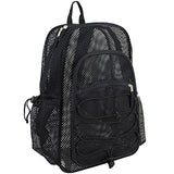 Eastsport XL Semi-Transparent Mesh Backpack with Comfort Padded Straps and Bungee, Black