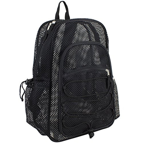 Eastsport XL Semi-Transparent Mesh Backpack with Comfort Padded Straps and Bungee, Black