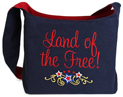 Dancing Participle Land of The Free Patriotic Embroidered Sling Bag