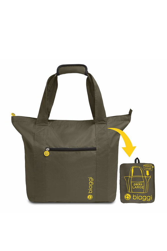Biaggi Paksak Packable Tote Bag - As Seen on Shark Tank - Olive - 21-Inch