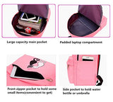 Fanci 4Pcs Cute Cat Prints Canvas School Rucksack Backpack Set for Girls Elementary Bookbag