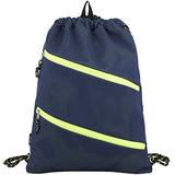 Fuel Dual Zip Sporty Cinch Sling with Durable Chord Straps, Navy Mesh/Neon Yellow Underlay