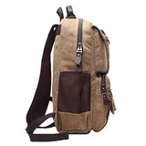ABage Men's 15.6" Laptop Backpack College Book Bag Travel Daypack Canvas Rucksack, Khaki