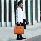 Banuce Vintage Full Grain Leather Briefcase For Men Tote Business Messenger Bag 14" Laptop Shoulder