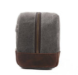 S-Zone Vintage Leather Trim Canvas Toiletry Bag Shaving Dopp Case Cosmetic Makeup Bag