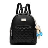 Women Fashion Cute Leather Laides Shopping Bag Casual Backpack Travle Backpack For Girls Black