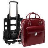 Detachable -Wheeled Women's Laptop Briefcase, Leather, Mid-Size, Red - LA Grange | McKlein - 96496