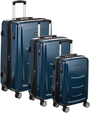 Amazonbasics Hardshell Spinner Luggage - 3-Piece Set (20", 24", 28"), Navy Blue