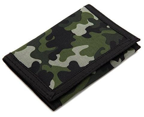 RFID Trifold Canvas Outdoor Sports Wallet for Kids - Front Pocket Wallet with Magic Sticker - Green