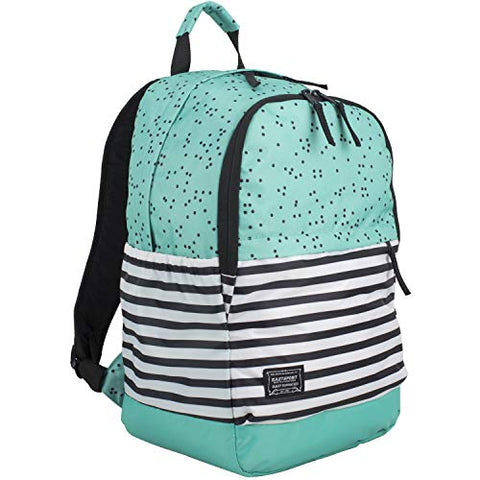 Eastsport Everyday Classic Backpack with Interior Tech Sleeve, Turquoise/Dots/Stripe print