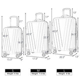 GHP 3-Pcs 20" 24" & 28" Black Travel Trolley Suitcases Luggage Set Telescoping Handle