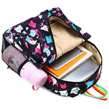 Kemy's Cat Preschool Backpack for Girls Rainbow Kitty Toddler Backpacks for Little Kids Preschooler Kindergarten Back Pack Nursery School Packie Kiddos Water Resistant Small Gift Black Colorful