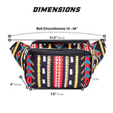 Festival Fanny Pack - Boho, Hippy, Eco, Woven, Cotton & Tribal Poly Styles (Black)