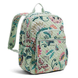 Vera Bradley Iconic Campus Backpack, Signature Cotton, Mint Flowers