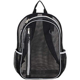 Eastsport Active Mesh Backpack with Padded Adjustable Straps, Black/Gray Trim