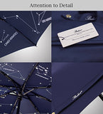 Balios (Designed in UK) Umbrella Handmade Real Wood Handle-Dark Navy with Sophisticated