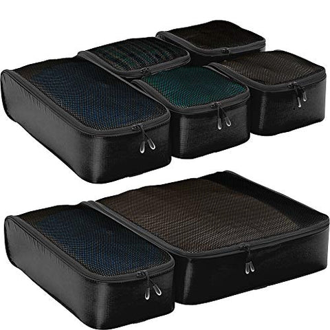 eBags Ultralight Travel Packing Cubes - Lightweight - Ultimate Packer Organizers - 7pc Set - (Black)