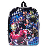 Marvel Avengers Backpack Combo Set - Avengers Boys' 3 Piece Backpack Set - Ironman & Captain America Backpack Waterbottle and Carabina (Black/Blue)