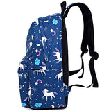 Hey Yoo 3pcs Laptop Backpack 3 Pieces Casual Hiking Daypack Bookbag School Bag Backpack Sets for Girls Women (Blue Unicorn)