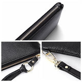 BOBILIKE Women's RFID Blocking Leather Wallets Credit Card Cash Holder Clutch Wristlet, Rose Red