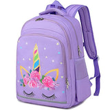 Girls Backpack for School Kids Backpack Preschool Kindergarten Elementary Bookbag (Unicorn Purple)