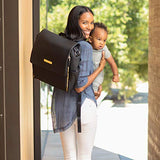 Petunia Pickle Bottom Boxy Backpack | Diaper Bag | Diaper Bag Backpack for Parents | Top-Selling Stylish Baby Bag | Sophisticated and Spacious Backpack for On The Go Moms | Black Leatherette